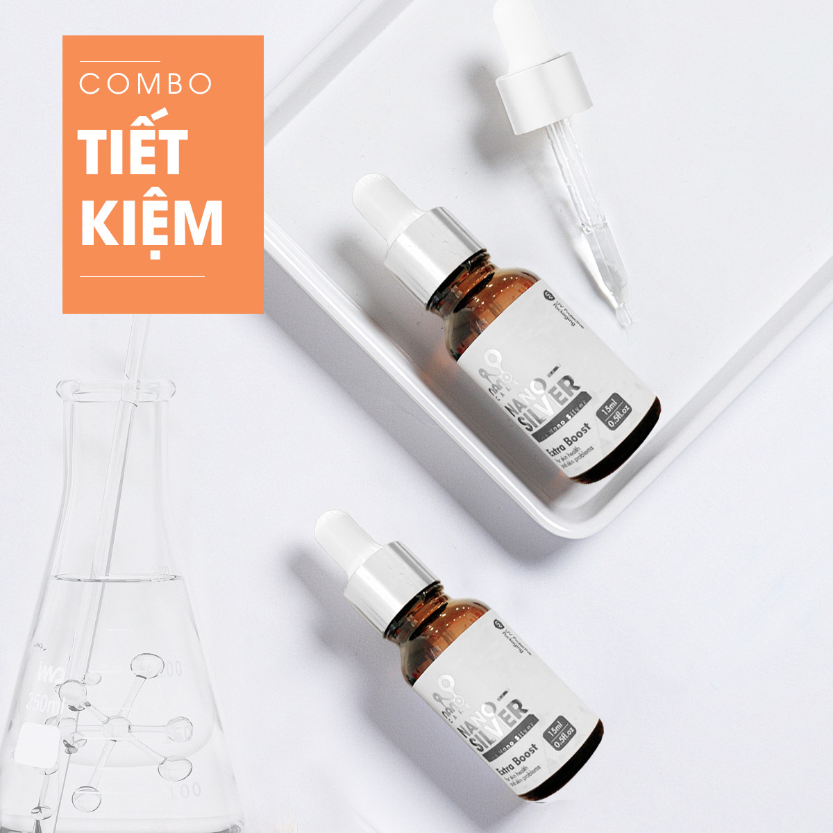 COMBO 2 Chai Ngừa mụn Nano Silver tinh khiết làm sạch sâu bên trong, giúp kháng khuẩn, giảm viêm, liền sẹo ( Chai 15ML)