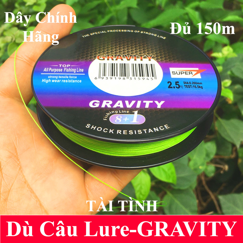 Dây Dù Câu Cá Siêu bền GRAVITY dài 150m,chuyên câu lure công nghệ 9 lõi chống cắt,chống nổ