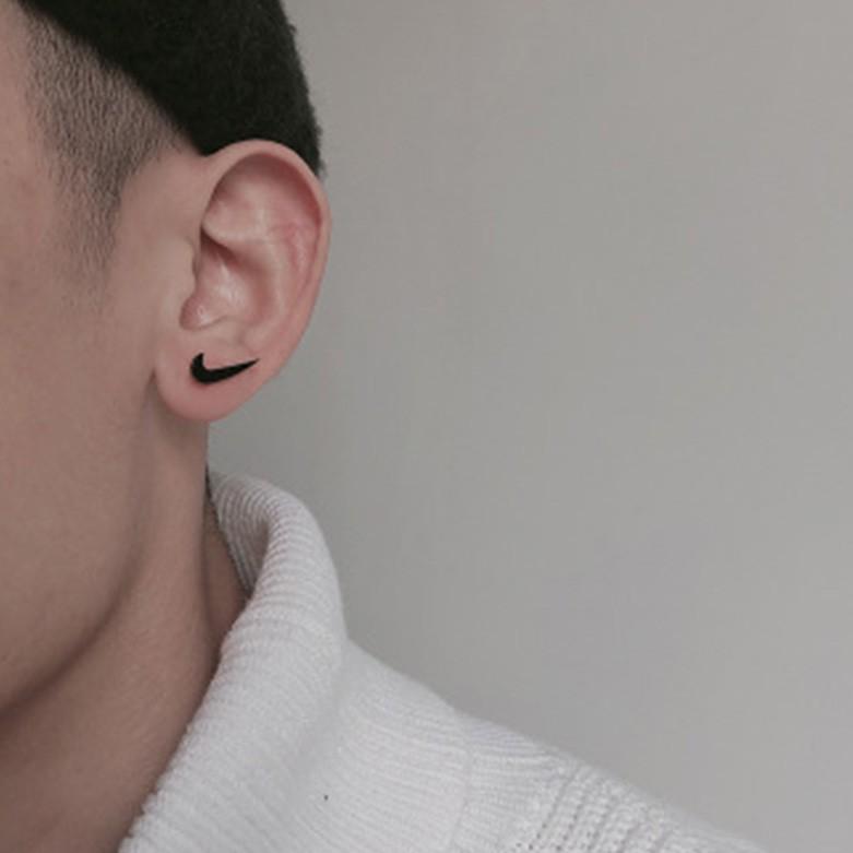 Bông Tai Đen Nam Nữ Unisex Dấu X Móc Câu