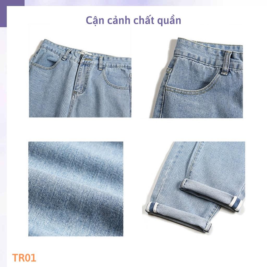 Quần jean nam baggy ống rộng suông dáng đứng vải bò jeans đen xanh không phai màu