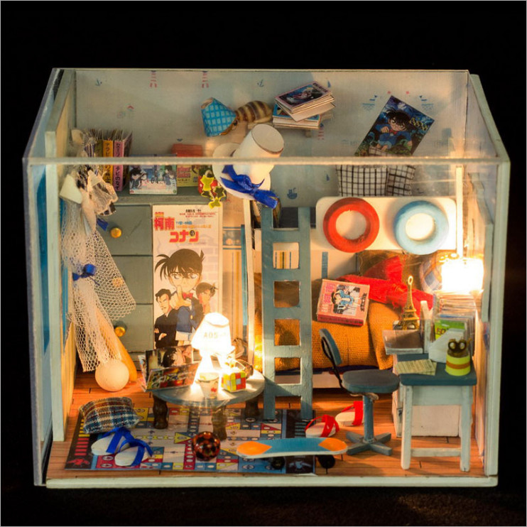 Mô hình nhà DIY Doll House Detective Conan Thám tử Conan Kèm Mica Chống bụi