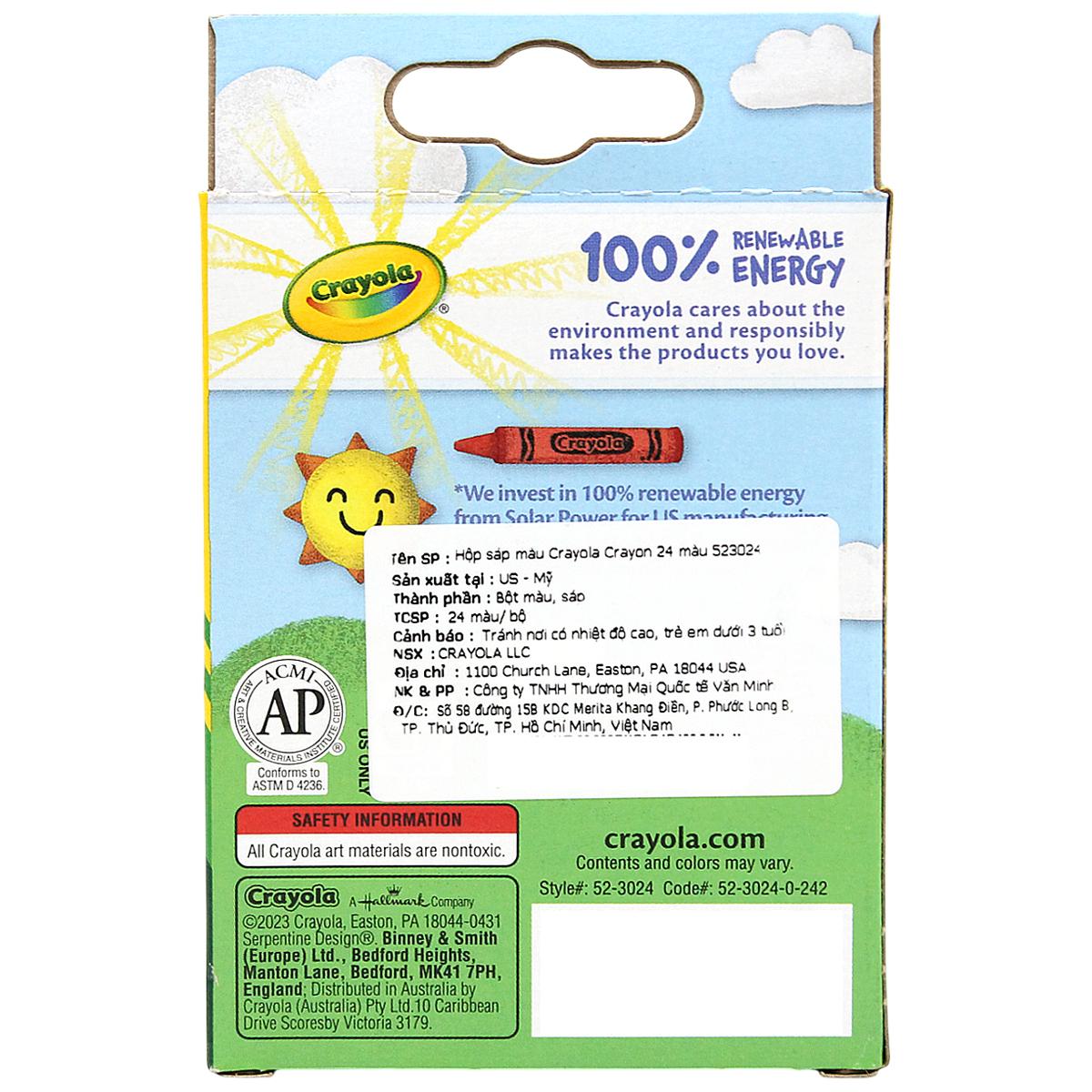 Hộp 24 Bút Sáp Màu Crayon - Crayola 523024