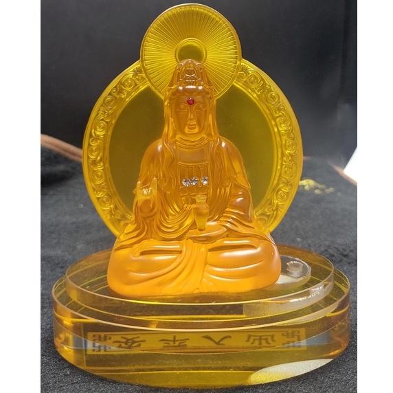 Tượng Quan Âm Lưu Ly Vàng 2 mặt - Trang Trí TapLo Ô Tô