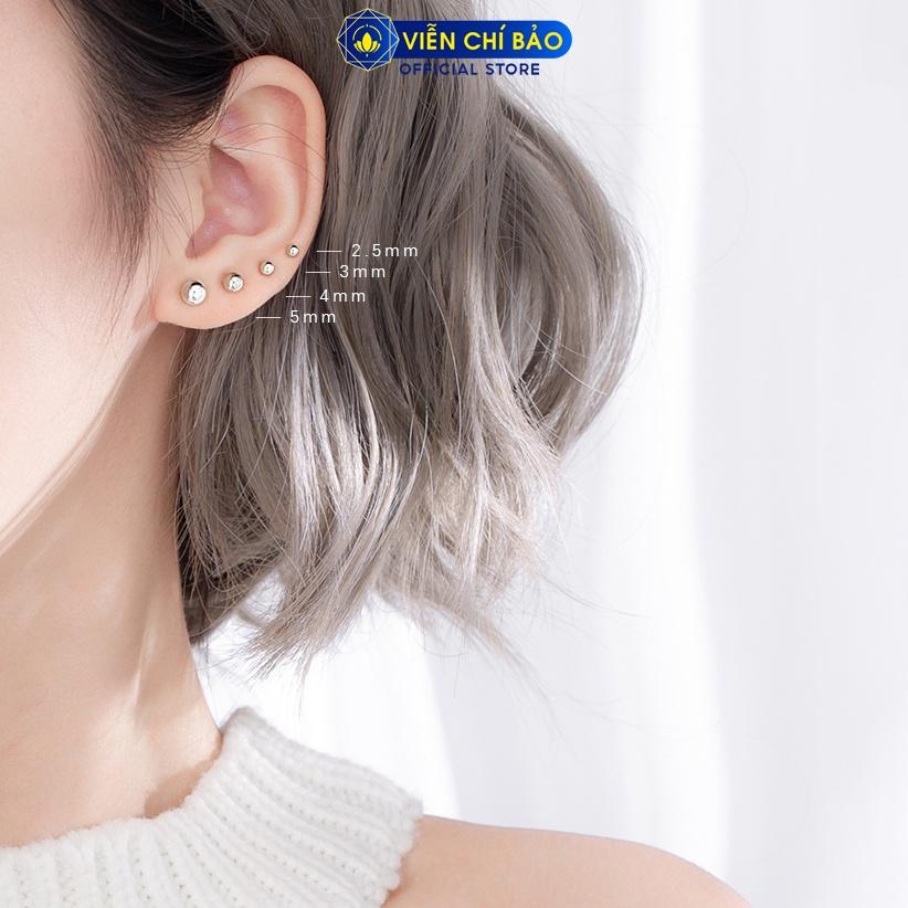 Bông tai bạc nữ bi tròn nhiều kích cỡ, khuyên tai nữ bạc 925 thời trang phụ kiện trang sức nữ Viễn Chí Bảo B000061