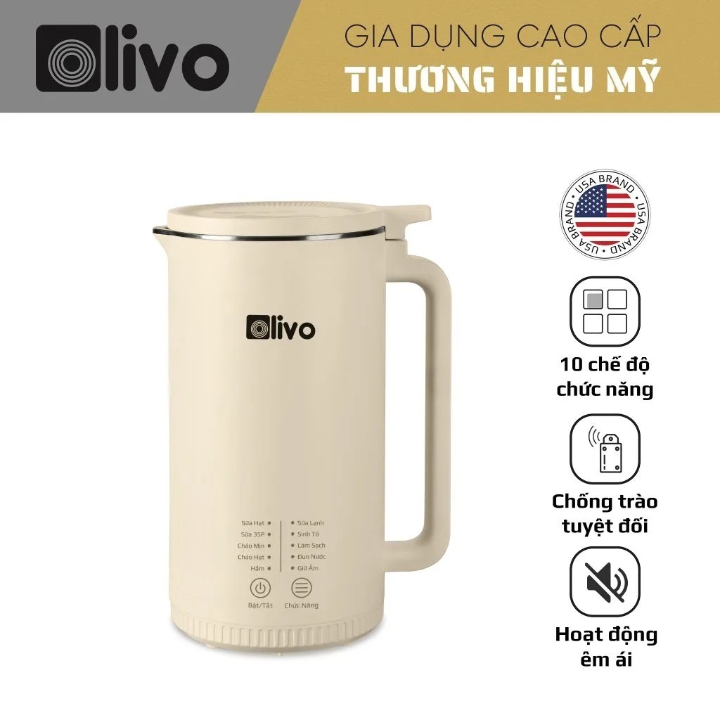 Máy Làm Sữa Hạt Đa Năng Olivo CB2000, 980w - 1.0Lit, 10 Chức Năng Xay Nấu, Hàng Chính Hãng