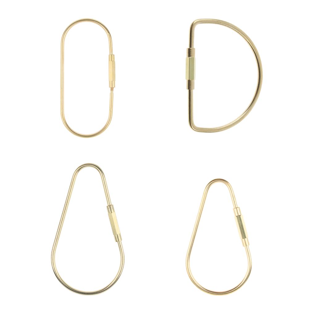Durable Brass Screw Lock Keychain Ring Clip Tool Hook Clasp O shape