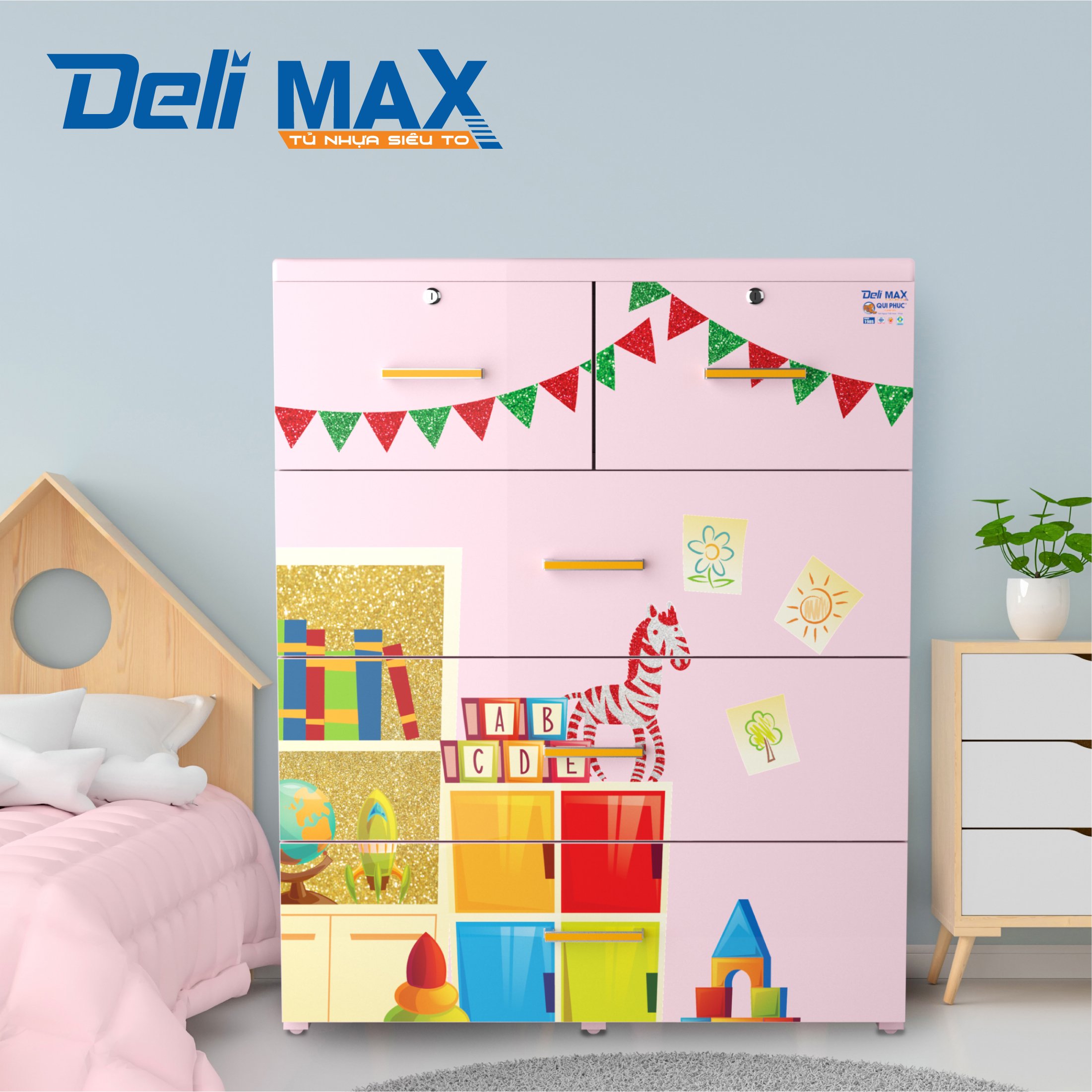 Tủ nhựa DELI MAX 4 tầng (QPN.176) - Siêu to siêu chắc, nhựa chính phẩm 100% an toàn cho người dùng