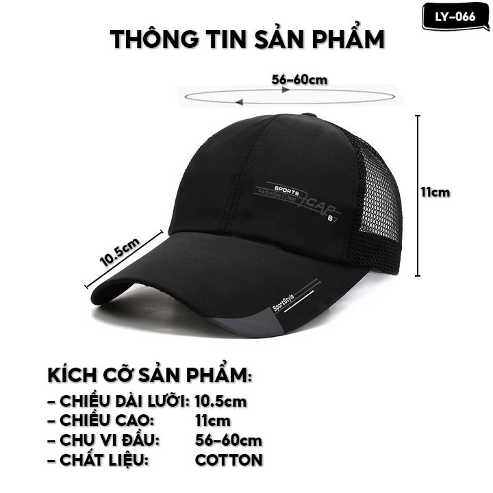 Nón Lưỡi Trai Phong Cách Bóng Chày Bọc Lưới Nửa Đầu Nhiều Màu Chất Liệu Cotton LY-066