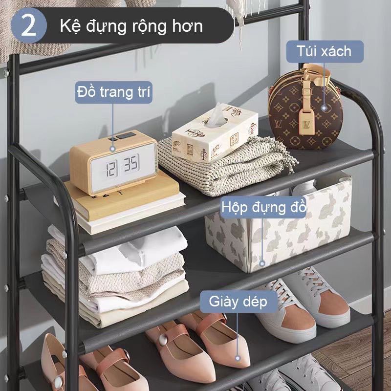 Kệ Để Giày Dép Chữ L Đa Năng Và Treo Quần Áo, Nón, Túi Xách Tiện Lợi Sang Trọng