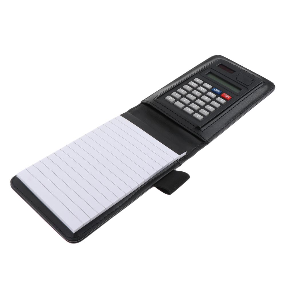 Faux Leather Waterproof Top Hardcover Notes Book with Calculator Black