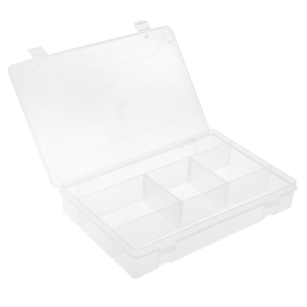 5 Compartments Clear Plastic Fishing Tackle Box Lures Bait Storage Case
