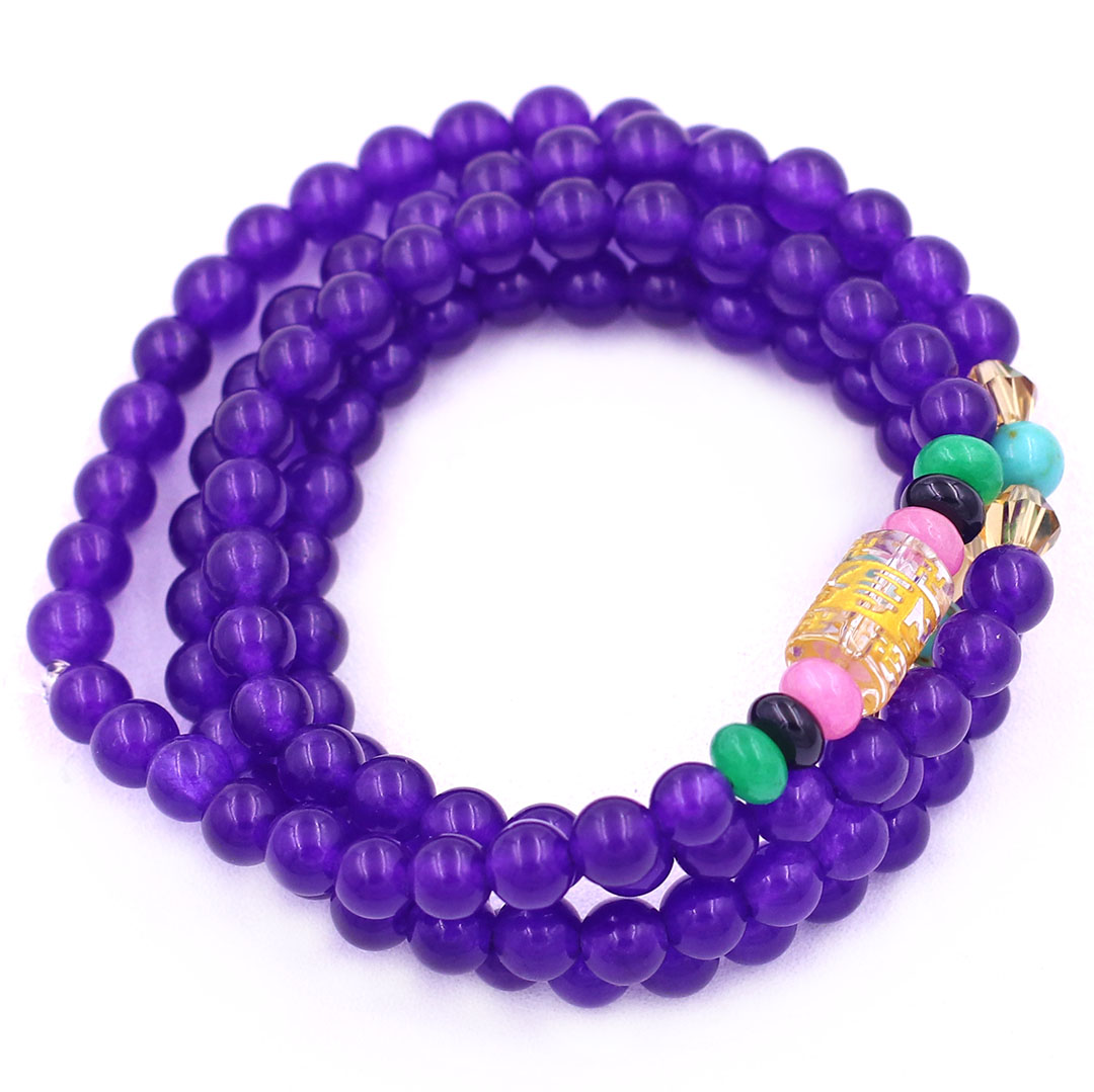 Bộ Vòng Chuỗi, Tràng Hạt 108 Hạt 6 Ly Đá Thạch Anh Tím Charm Lục Tự Chân Ngôn - Tràng Chuỗi Niệm Phật - An Yên - Thịnh Vượng - May Mắn - Tài Lộc