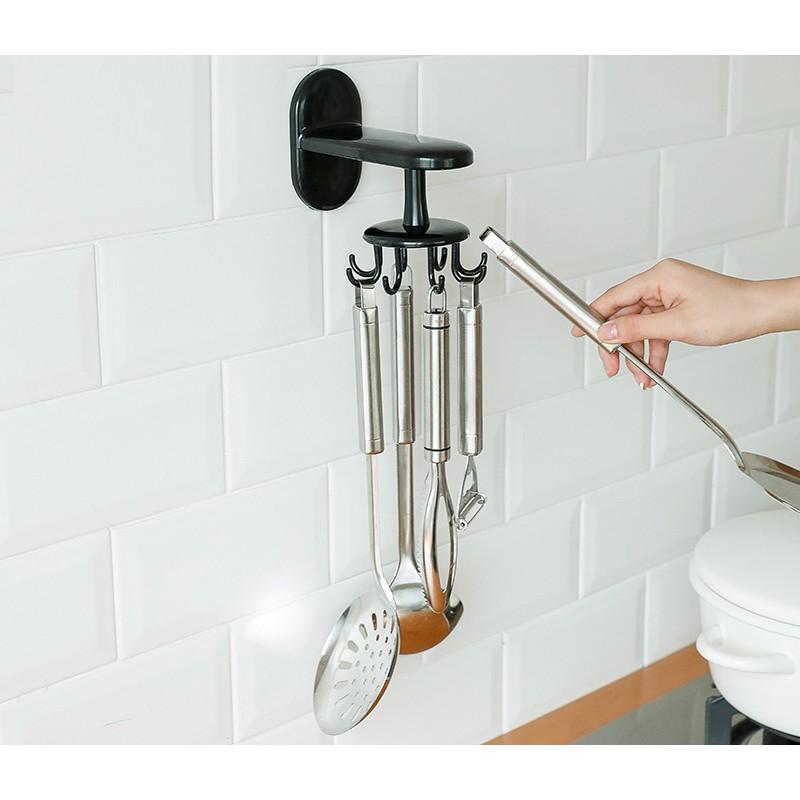 Móc dán tường nhà bếp 8 móc có thể xoay
