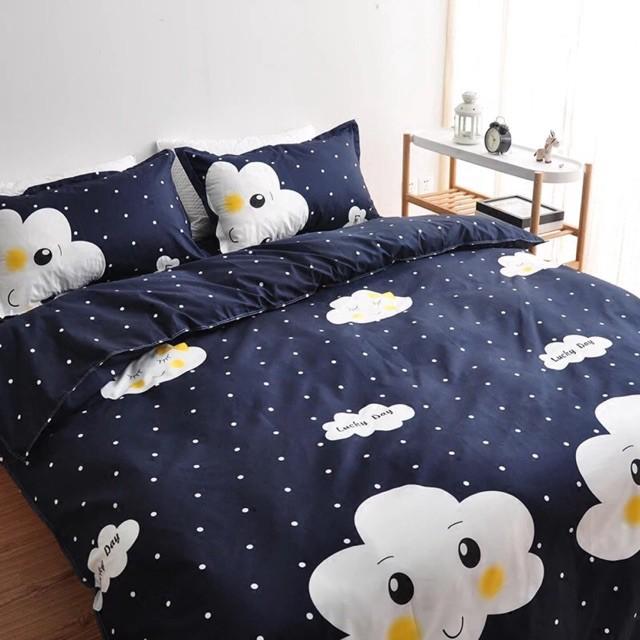 Chăn Ga Gối Bộ Cotton Poly Nhập Khẩu Ga Hàn Quốc Mây Khóc