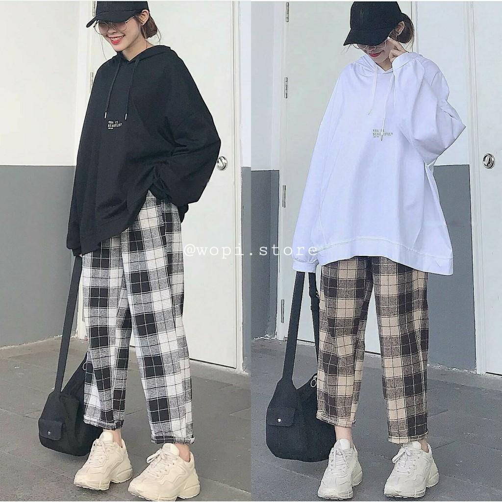 Quần Kẻ Caro Vintage Plaid Pants Dáng Suông Unisex