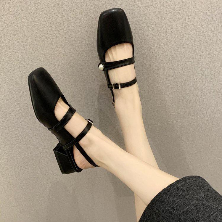 giày cao gót 3p sandal gót tròn ảnh thật