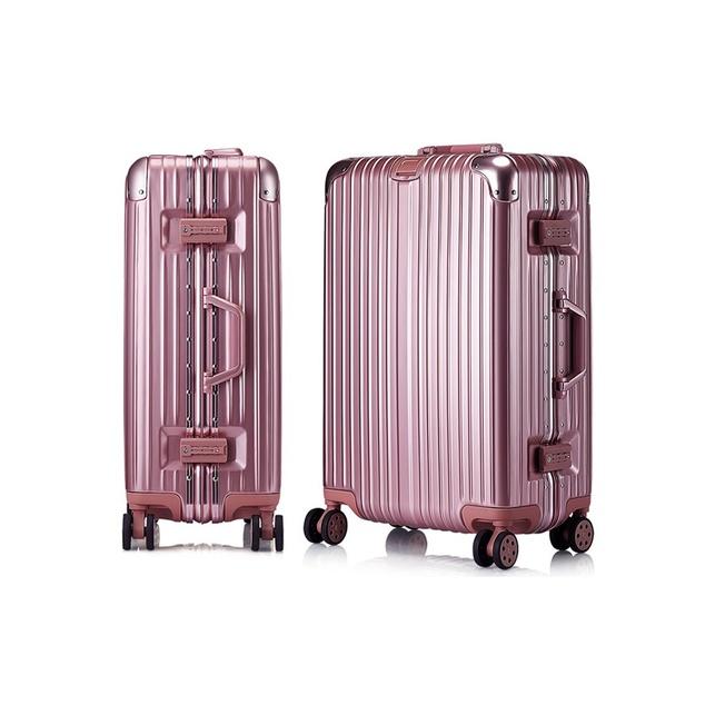 Vali kéo cao cấp 20inch 24 inch khóa sập sườn nhôm full hồng chống vỡ va đập mạnh FCR12 Tặng trùm vali vải cùng size