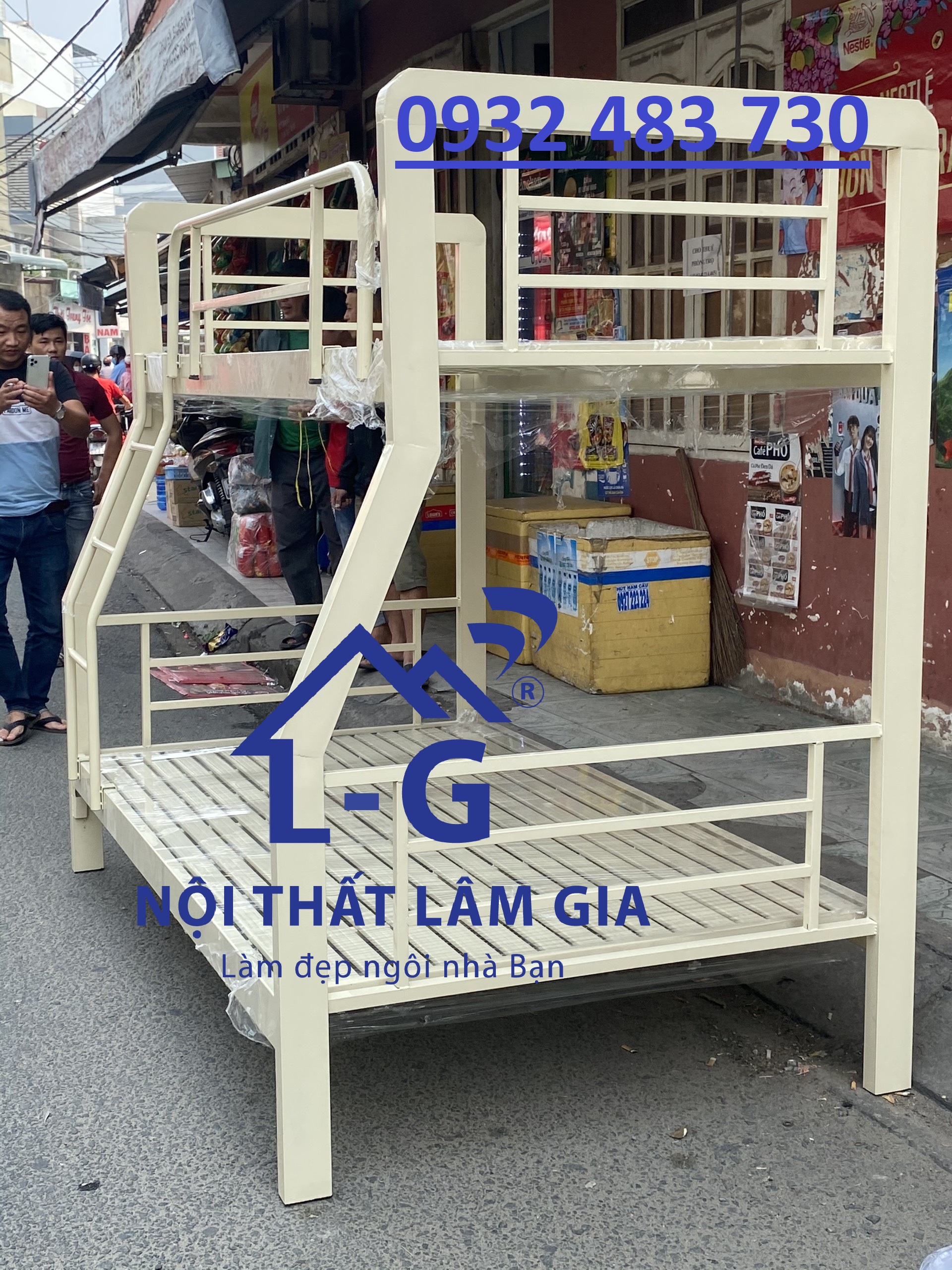 Giường sắt 2 tầng hộp 48 cao cấp trẻ em bền - đẹp