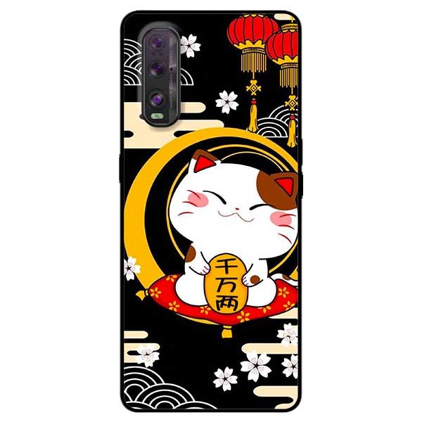 Ốp lưng dành cho Oppo Find X2 mẫu Mèo Nền Đen