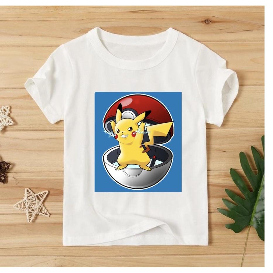 Áo thun cho bé trai hình pikachu mát mẻ