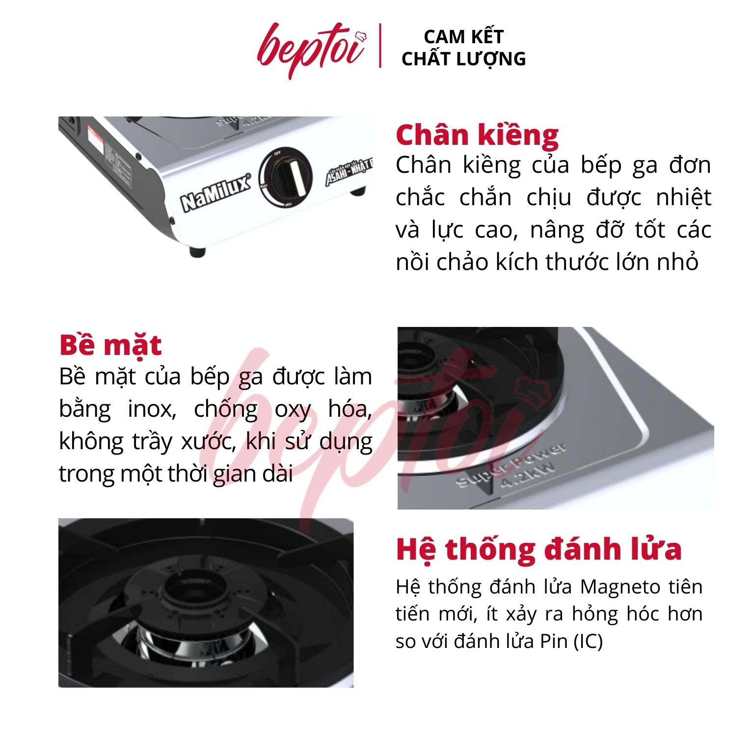 Bếp Gas NaMilux / Bếp Ga Đơn SM-3163 / Công Suất Lớn 4.2kW - Hàng Chính Hãng