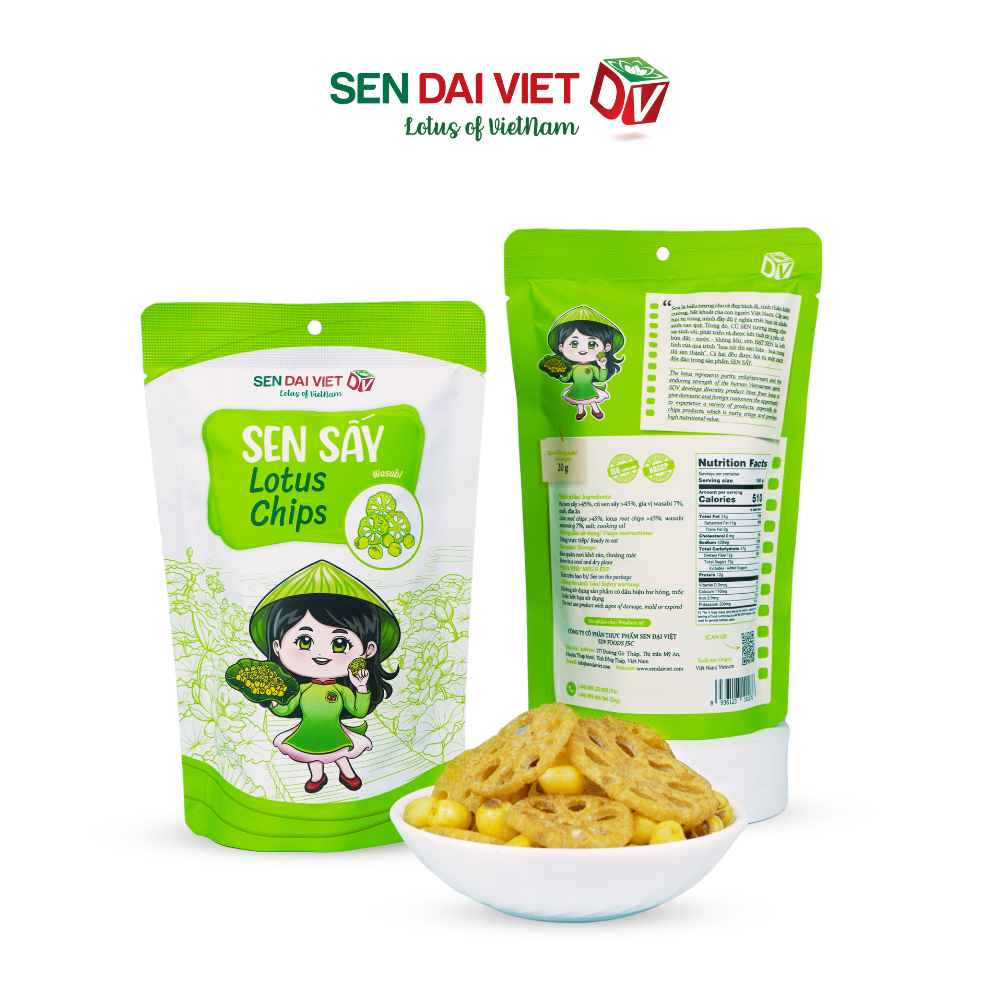 Sen Sấy Vị Wasabi- Sen Sấy Giòn Tan, Vị Cay Bùng Nổ, Kích Thích Vị Giác, ĐV- Sen Đại Việt- Gói 30g-Date Mới Nhất.