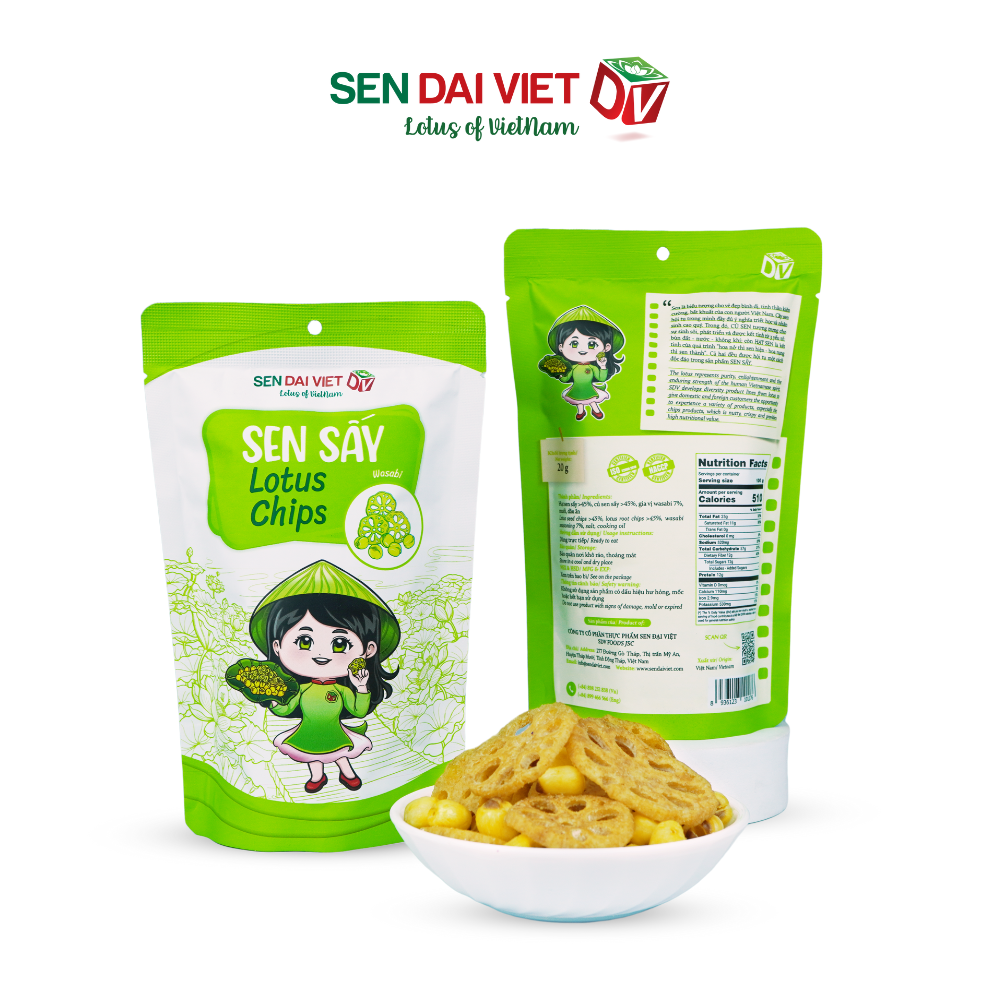 [Thùng 30 Gói] Sen Sấy Vị Wasabi- Sen Sấy Giòn Tan, Vị Cay Bùng Nổ, Kích Thích Vị Giác, ĐV- Sen Đại Việt- Gói 30g-Date Mới Nhất.