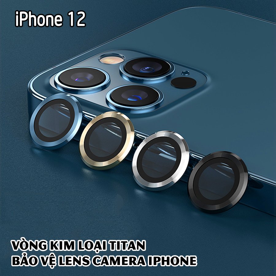 Tặng hộp đựng lens cao cấp - Vòng kim loại titan bảo vệ lens camera dành cho các dòng iphone 11 / iphone 12 - Xanh Midnight
