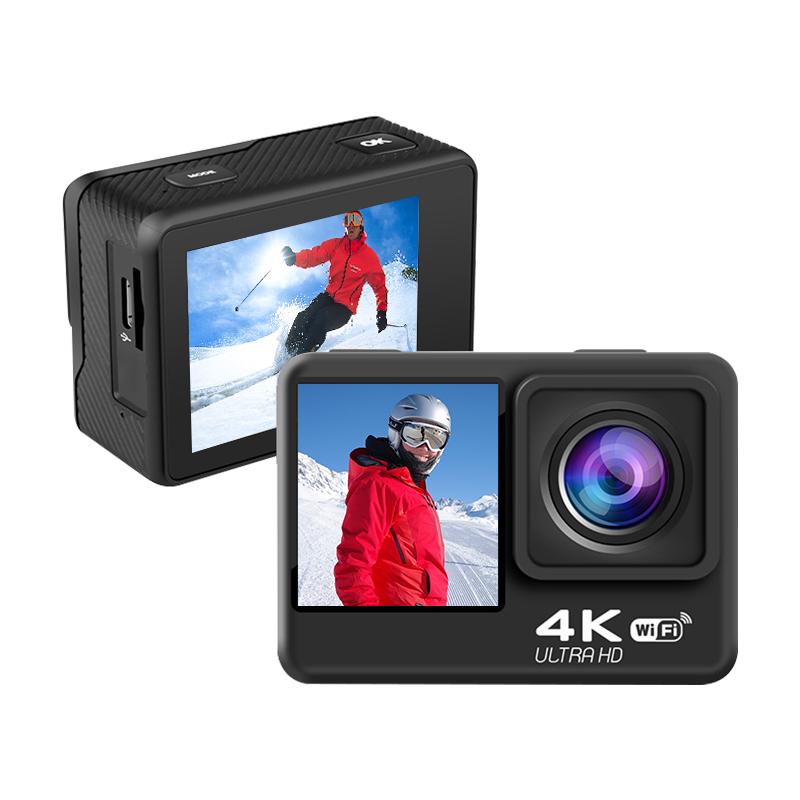 Máy ghi video gắn xe Tuzk 4K60fps WiFi chống lắc màn hình kép 170 ° góc rộng 30m ảnh chụp ảnh thể thao không thấm nước