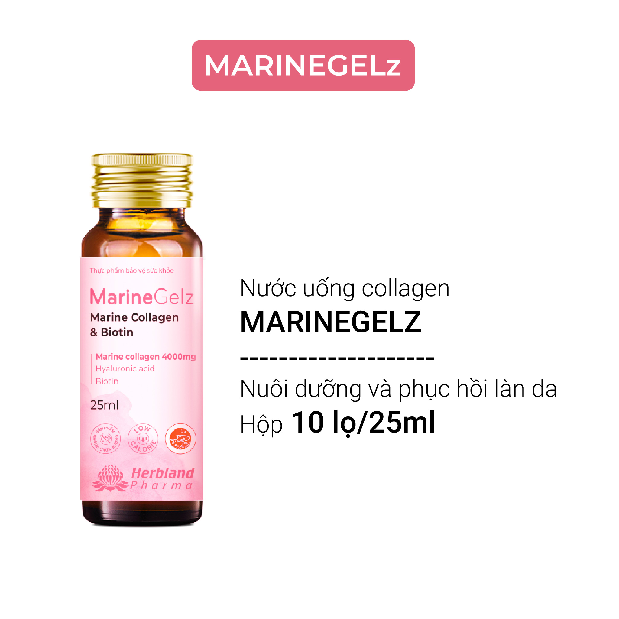 Nước uống Collagen MarineGelz 4000mg ngăn ngừa lão hóa, trẻ hóa làn da - (10 lọ x 25ml)