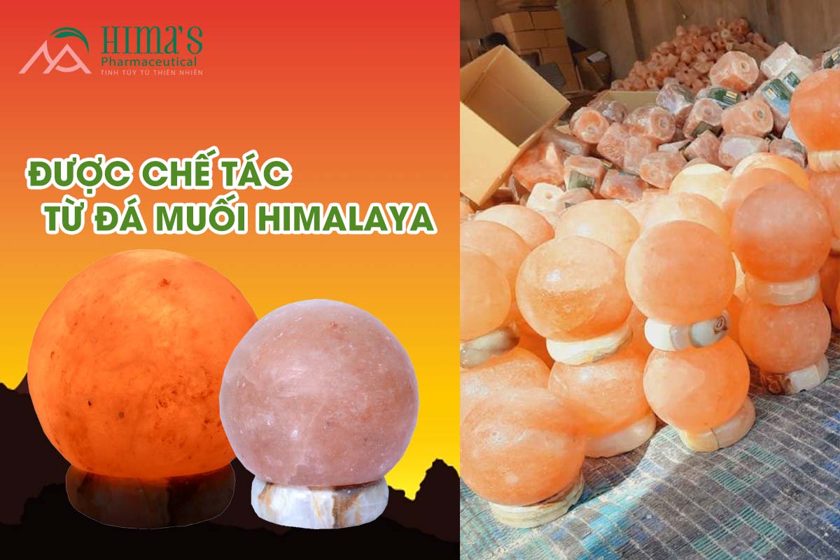 Đèn Đá Muối Hình Cầu Đế Cẩm Thạch