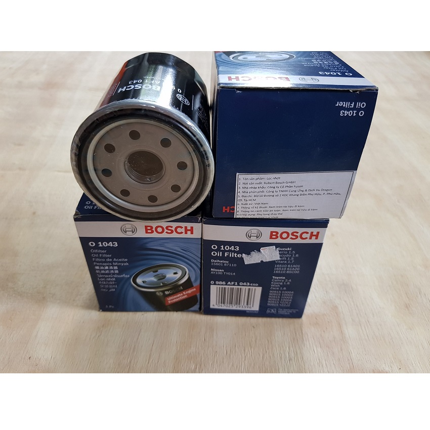 Lọc nhớt Bosch O1043 cho xe TOYOTA-ZACE, CAMRY2.4 VIC#: C-110, OE Number: 90915 03004
