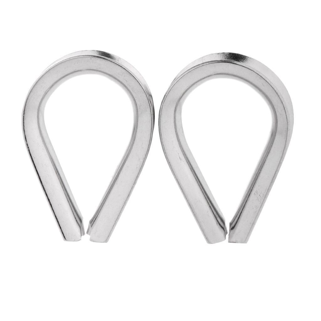 2-6pack 2 Pieces Stainless Steel Heart Shaped Cable Thimbles Wire Rope Fitting