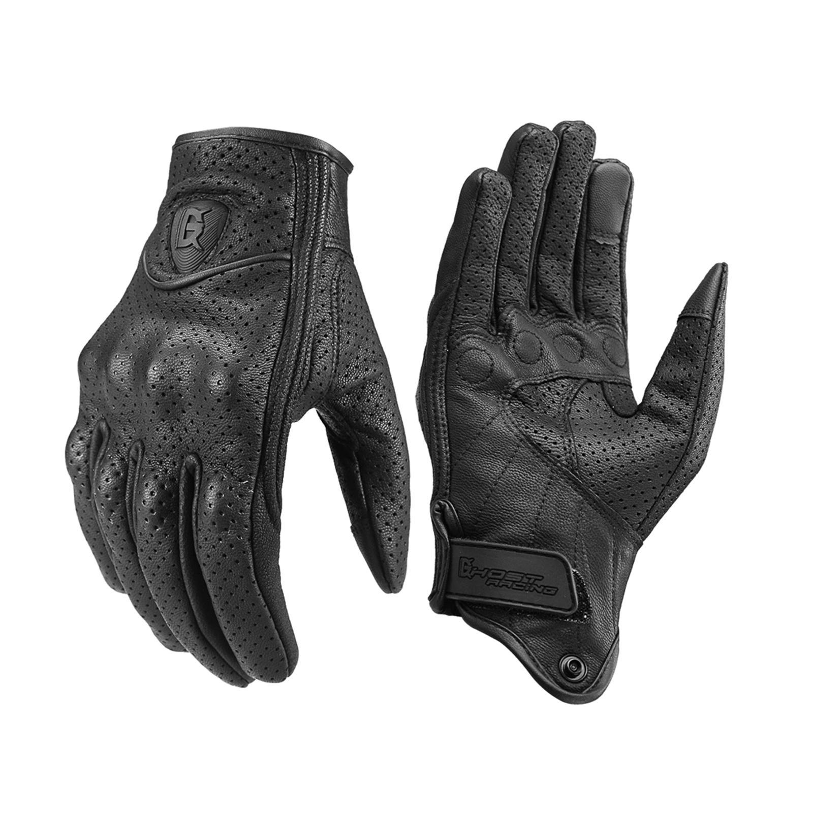 Leather Motorbike Gloves Summer Full Finger Touchscreen for Men Women