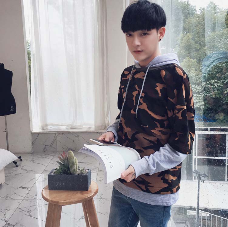 Áo hoodie giả 2 áo rằn ri Mã: NT1943 - XÁM