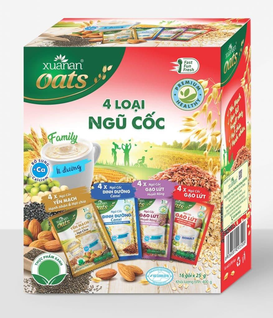 4 Loại Ngũ Cốc Xuân An [ít đường] Hộp 400G {25g*16 gói}