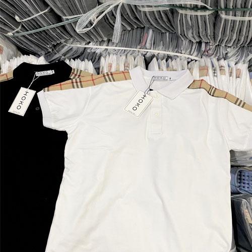 áo thun nam polo cổ trụ phối caro vai