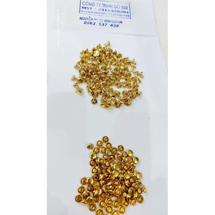 Nút tán rivet 2 mặt Bằng Thau không gỉ Màu vàng, màu đồng Size 6x6mm , 9x9mm Trang trí quần áo, làm thủ công