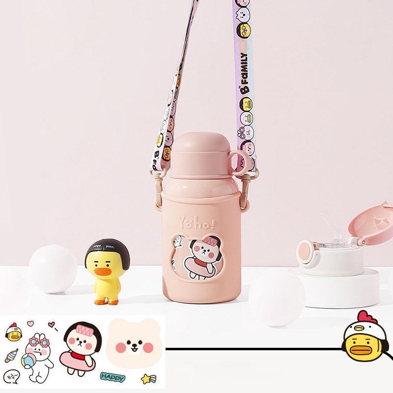 450Ml Hoạt Hình Dễ Thương Gấu Bình Giữ Nhiệt Trẻ Em Inox Có Ống Hút Cốc Hút Chân Không Bình Giữ Nhiệt Cà Phê Sữa Di Động Cốc Cách Nhiệt cốc