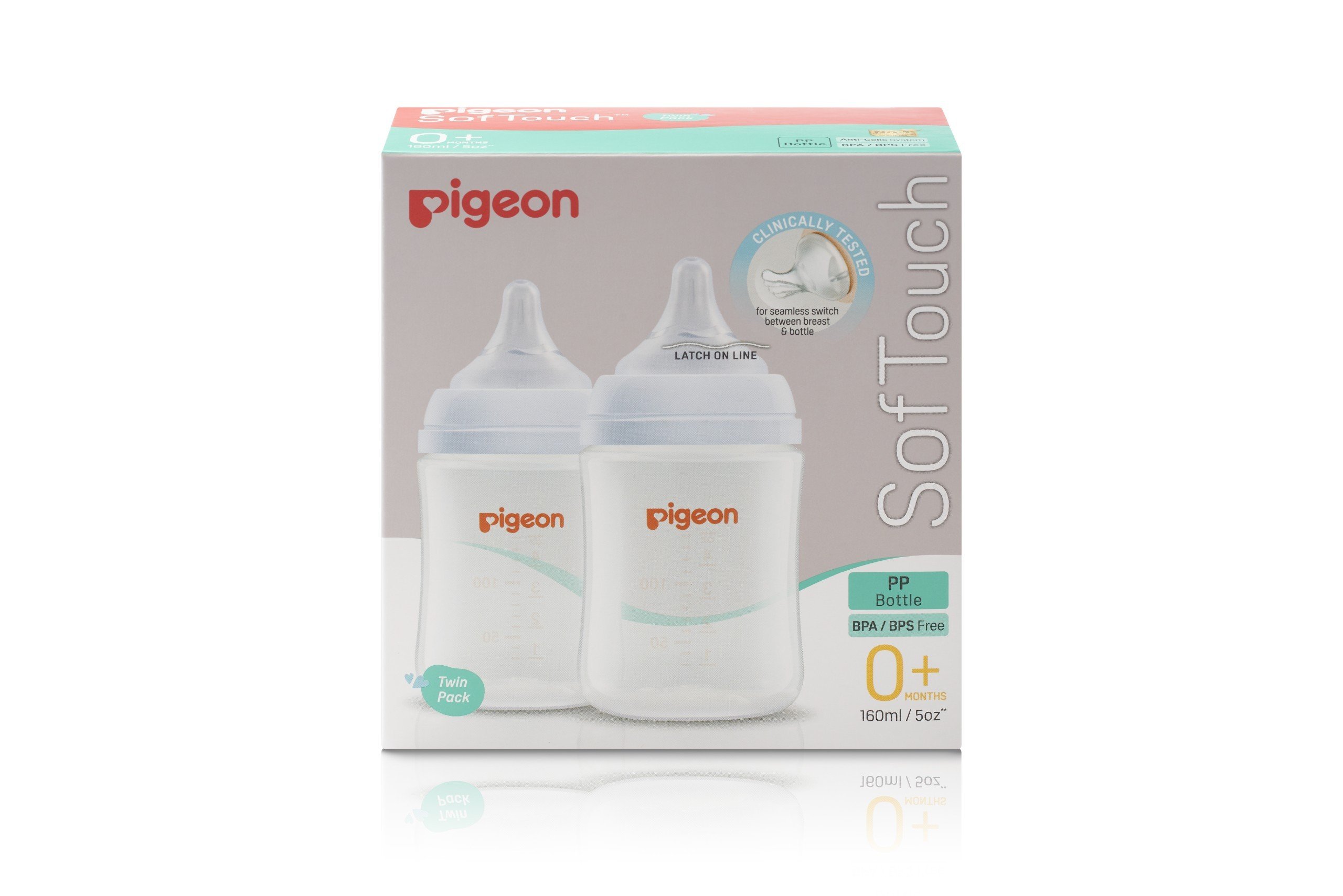 Bộ Đôi Bình sữa Softouch PP Plus Pigeon thế hệ III 160ml/240ml