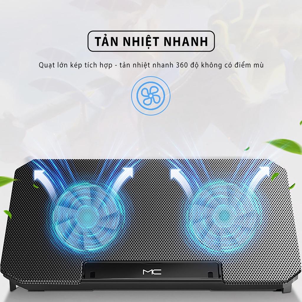 Đế tản nhiệt laptop máy tính bảng Q100 làm mát nhanh đèn led gaming quạt chống ồn 4 mức chỉnh độ cao phiên bản cao cấp 2022