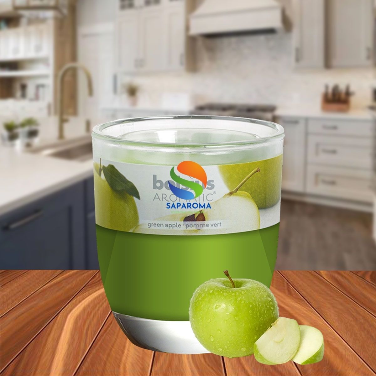 Ly nến thơm tinh dầu Bolsius Green Apple 105g QT024344 - hương táo xanh, nến trang trí, thơm phòng, thư giãn, Hỗ trợ khử mùi