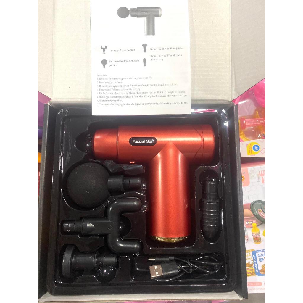 Máy Massage cầm tay 4 đầu thay với 6 chế độ đấm, hàng công ty trung ương trung quốc- Súng mát xa