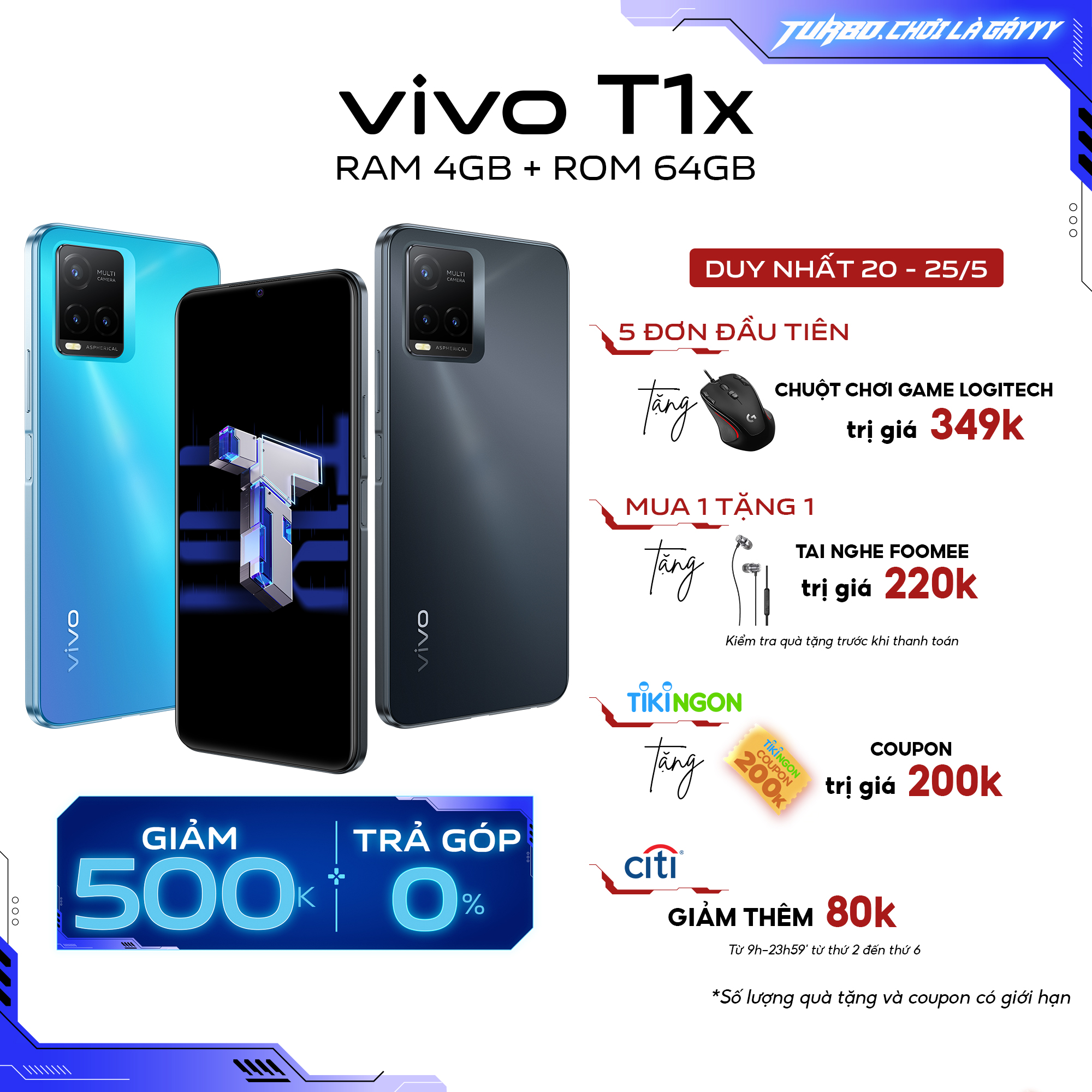 Điện Thoại Vivo T1X (4GB/64GB) - Hàng Chính Hãng