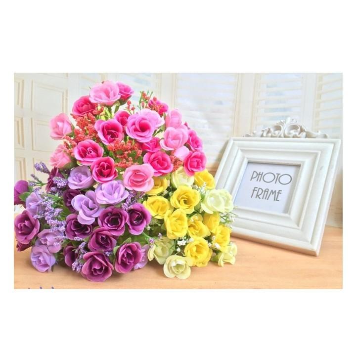 Cành hoa hồng kim cương 7 nhánh trang trí