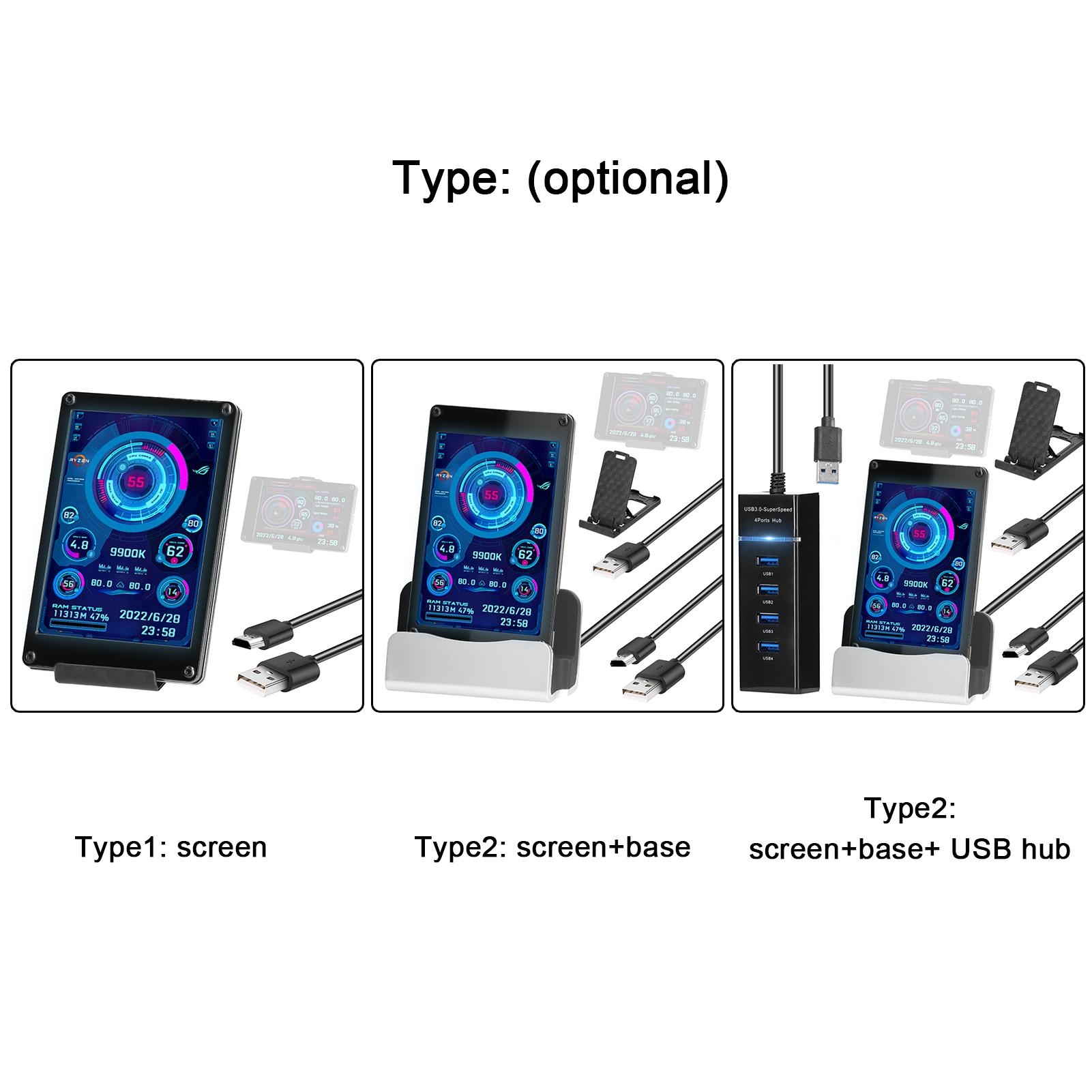 Màn hình LCD IPS 3,5 inch Hiển thị Máy tính Màn hình CPU Giám sát GPU Hỗ trợ màn hình phụ Raspberry Pi Thắng hệ thống Linux