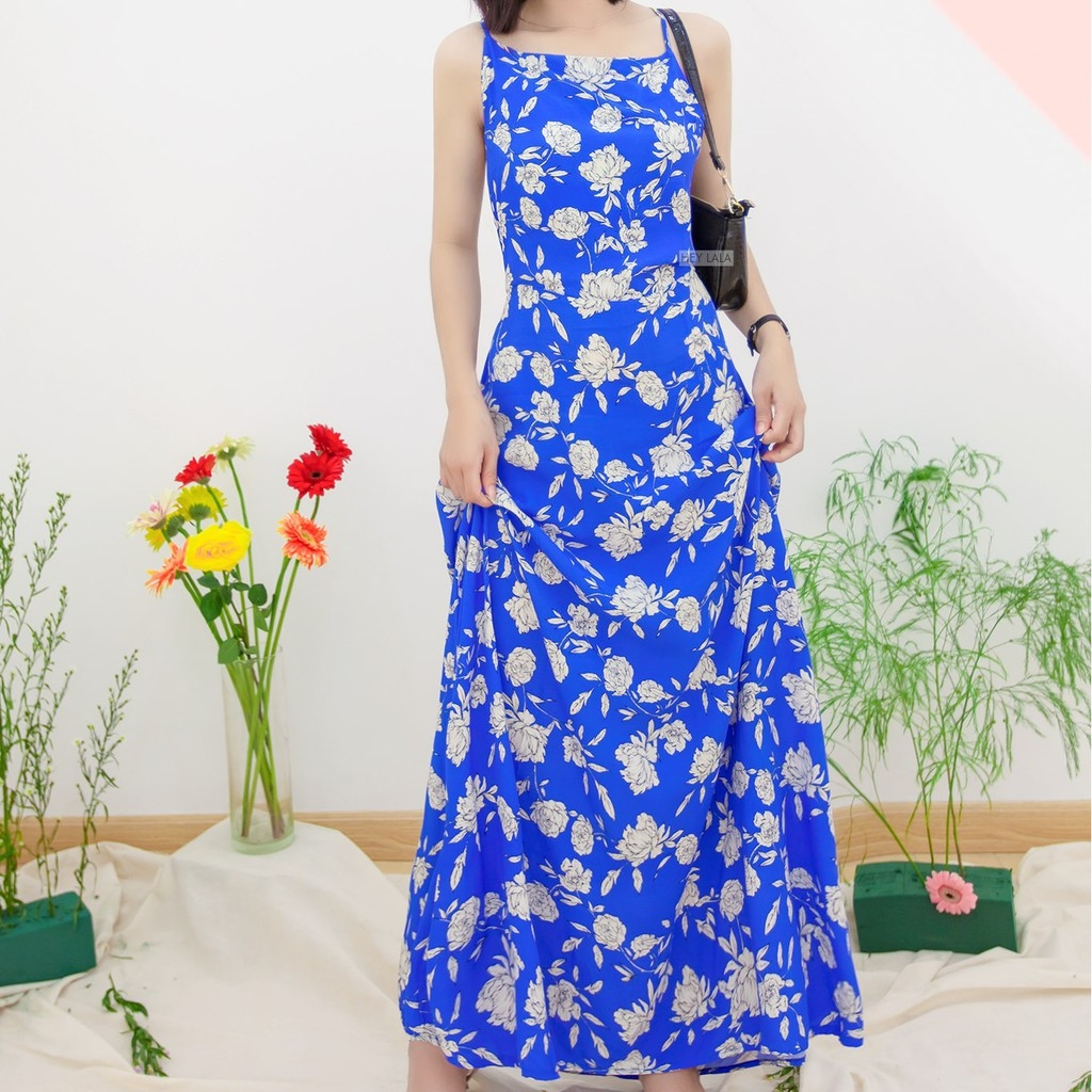 HEYLALA - Đầm maxi dây chéo lưng nữ đi biển