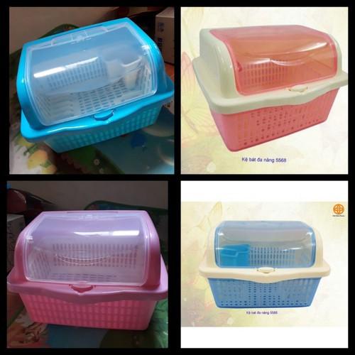 Kệ Úp Chén Bát Có Nắp Đậy 1 Tầng- Có Lỗ Thoát Nước Nhựa Nắp Đậy Chống Bụi Bặm Cao Cấp