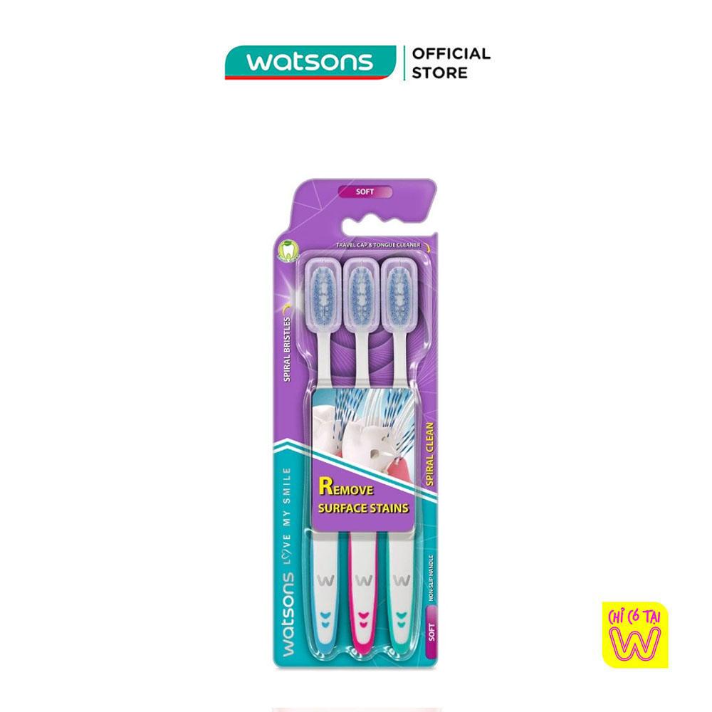 Bàn Chải Đánh Răng Watsons Spiral Clean Toothbrush (Soft)3 cây