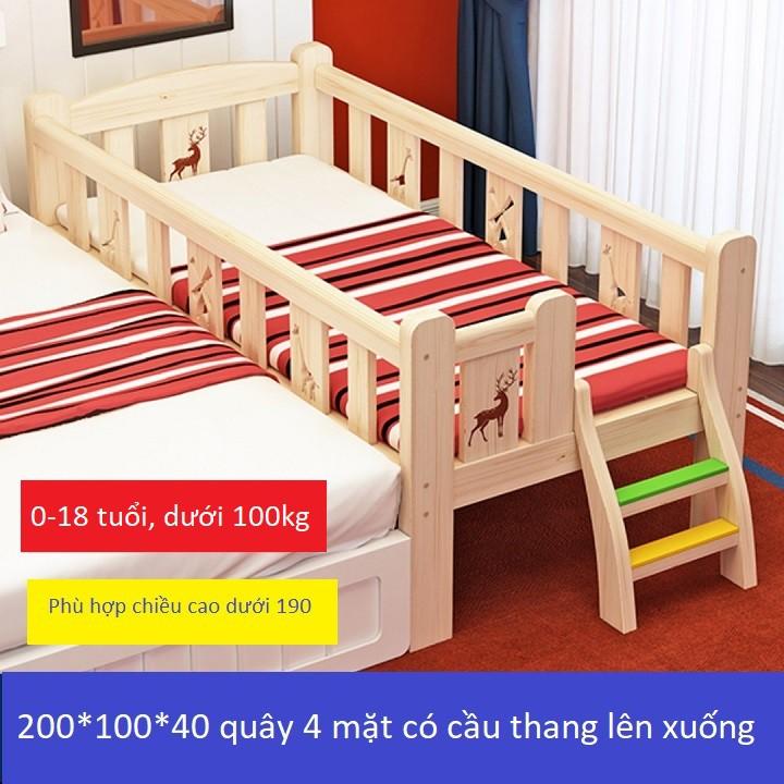 Giường ngủ trẻ em dài 2m rộng 1m cao 40 dùng từ 0-18 tuổi